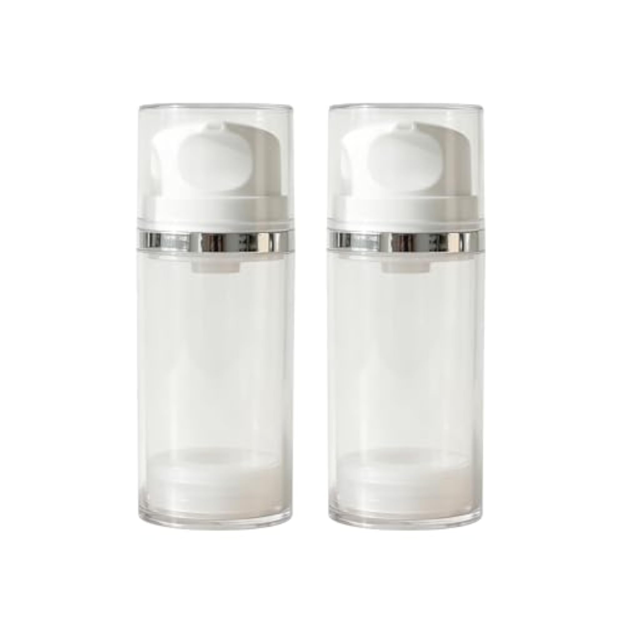 2Pcs Clear Plastic Airless Lotion Pump Bottles